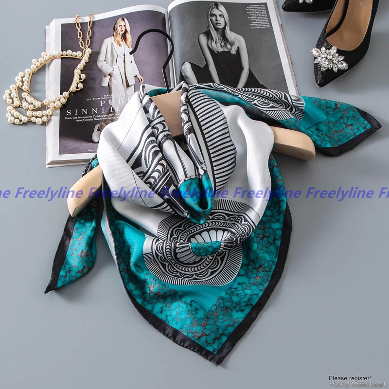 Женский шёлковый шарф Бандана с принтом 90x90|square silk twill scarves|silk scarfsilk scarf |