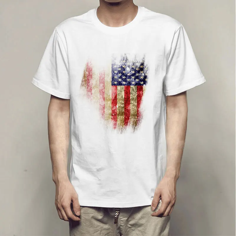 

Creative 3D Printing American Flag Men T Shirt Mens Fashion Round Neck Short Sleeved T Shirt Male Funny T Shirts