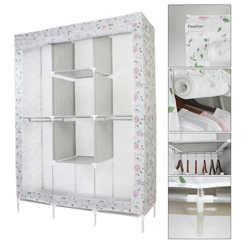 Finether цветочный принт двойная модульная металлическая рамка ткань шкаф большой и