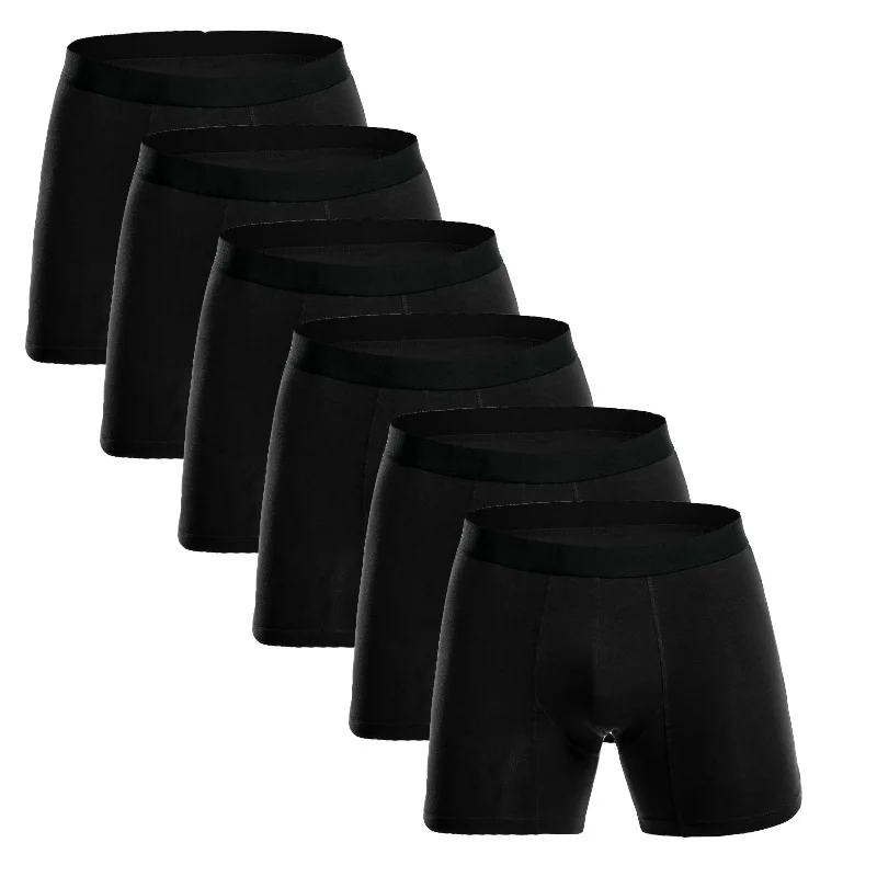 black 6Pcs Европейский размер размера плюс хлопок Мужское нижнее белье боксеры шорты длинные ноги комфорт Мужское нижнее белье мужские hombre боксеры marca s m l xl XXL - Цвет: black 6Pcs