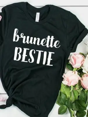 Футболка Skuggnas Blonde Bestie брюнет Bestie подходящая футболка Лучшие друзья футболка BFF футболка лучший друг набор футболок Bestie подарки - Цвет: Black