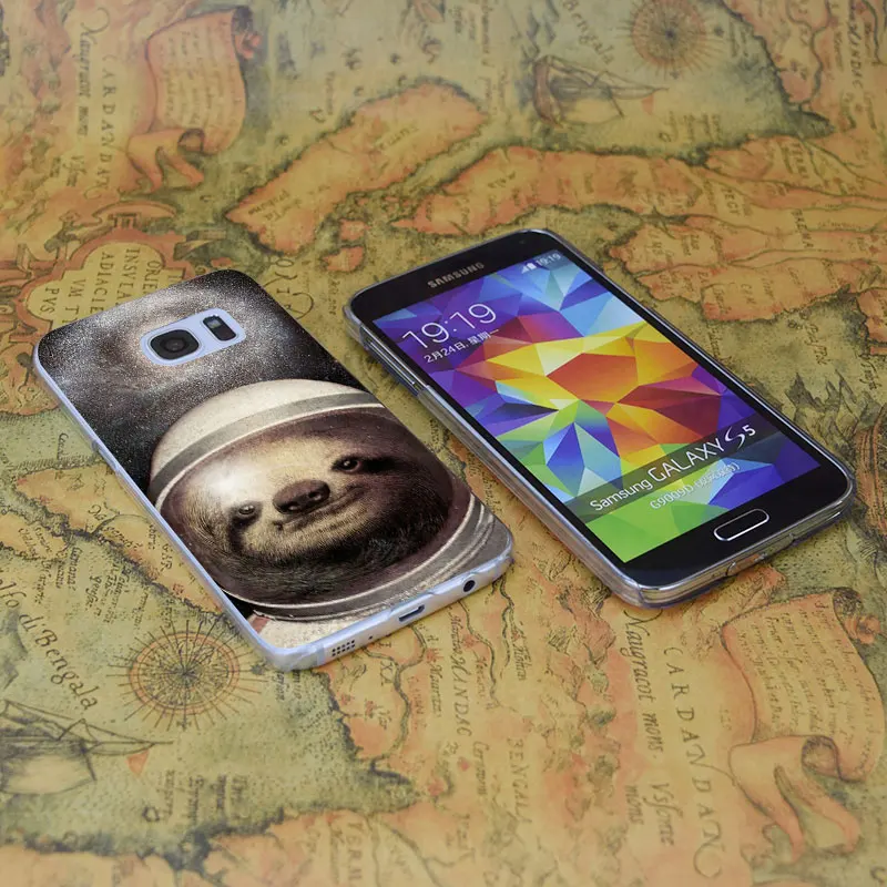 E1263 Space Sloth Transparent Hard PC Case Cover For Samsung Galaxy Note S 3 4 5 6 7 8 9 Mini Edge Plus |
