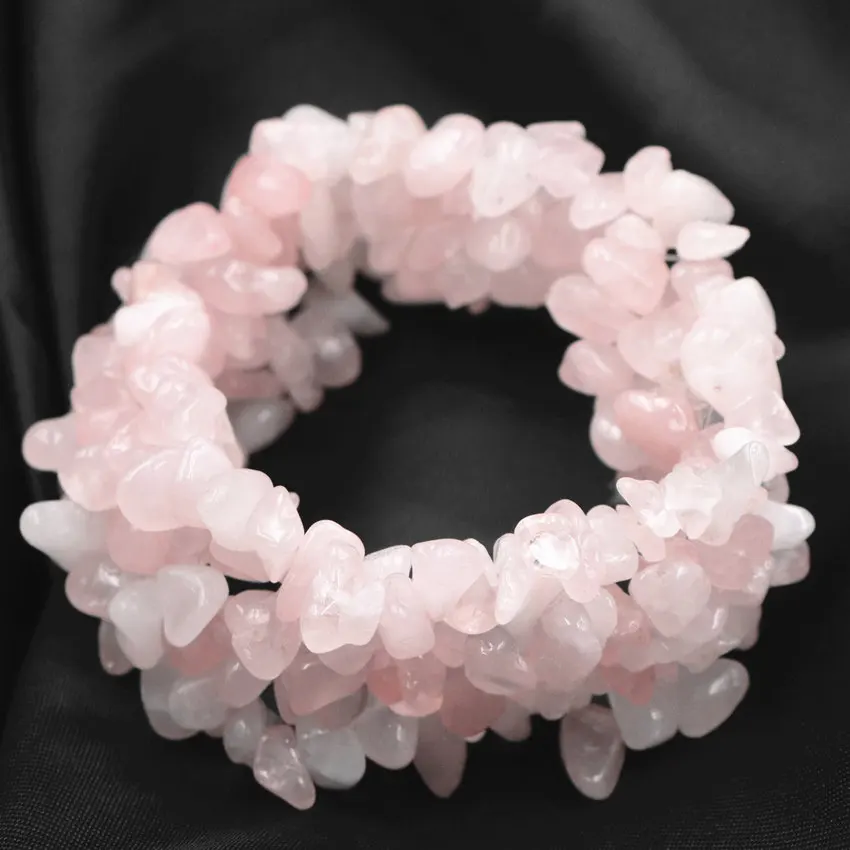 pink crystal Натуральный драгоценный камень браслет женские простой круг чип кварц опал аметисты авантюрин коралловые Агаты бирюзы - Окраска металла: pink crystal