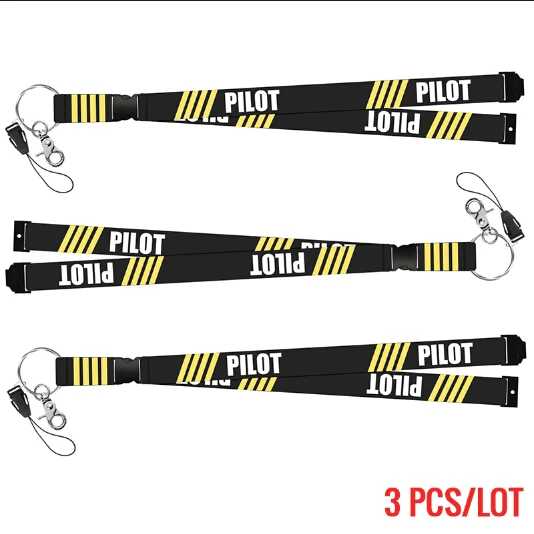 Pilot 3 шт./партия, модные ремешки для пилота, брелок для ключей для удостоверения личности, бейдж для спортзала, цветочный рисунок, ремешки для команды и персонала - Цвет: Pilot