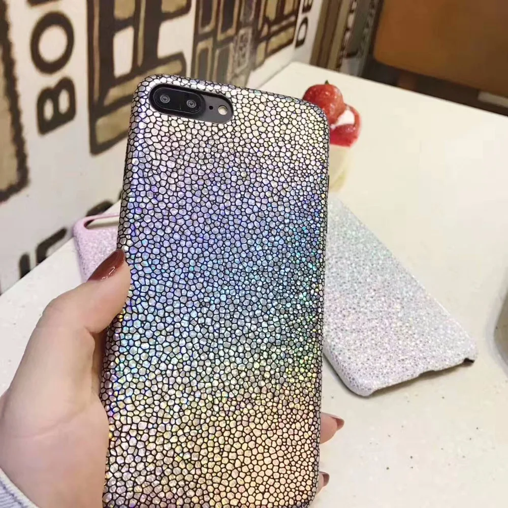 EVANKALX Shiny Laser TPU Case For iPhone 7 8 6/7/8 Plus Bling Glitter Snake Skin PU Leather Back Cover 6 6s |