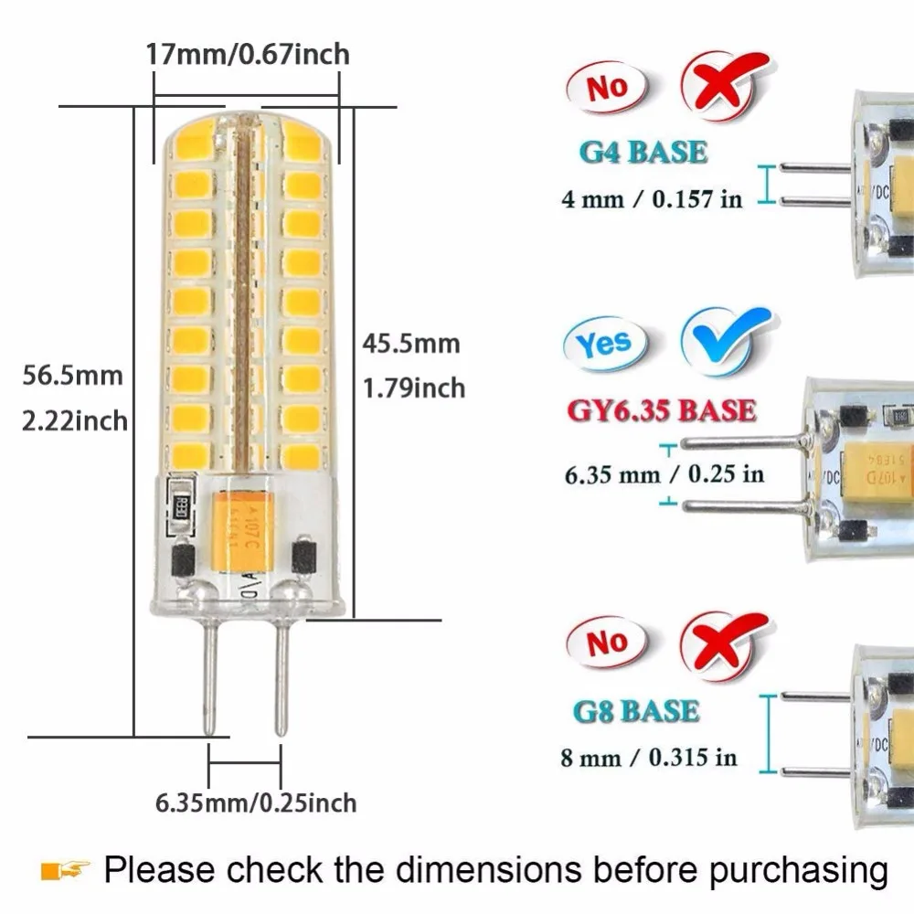 GY6.35 светодиодная лампа 12 В AC/DC 4 Вт 9 силиконовая для лодки 48 SMD 2835 заменяемые