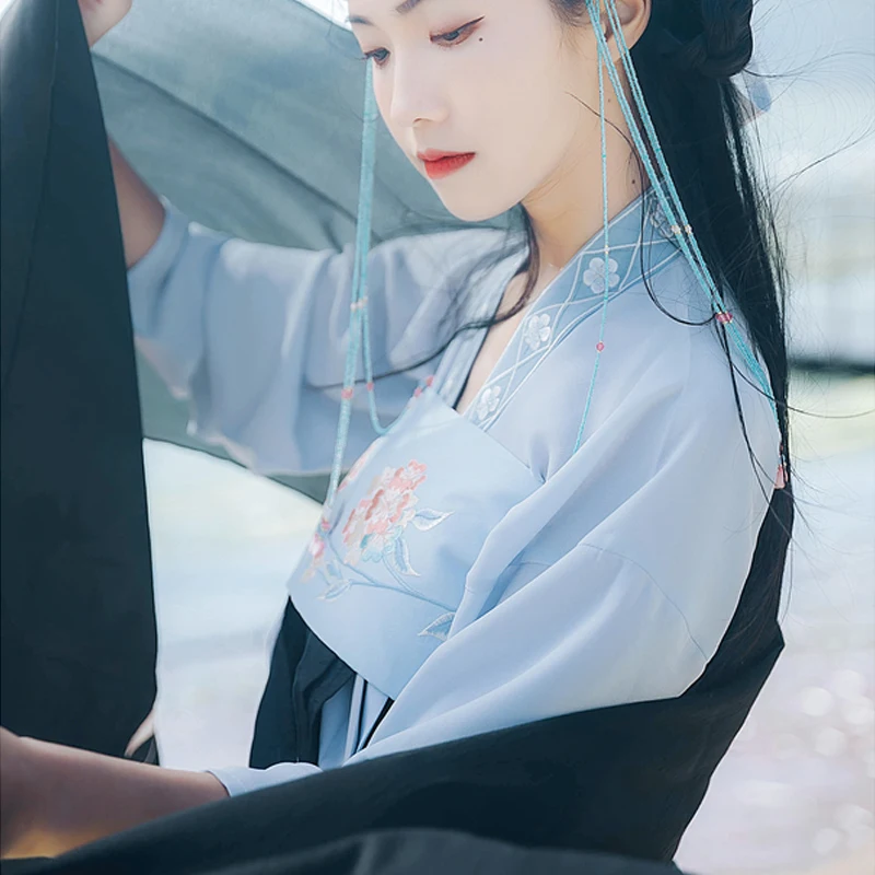 Традиционная Фея Hanfu для женщин синее платье костюмы древний Китай Леди Косплей