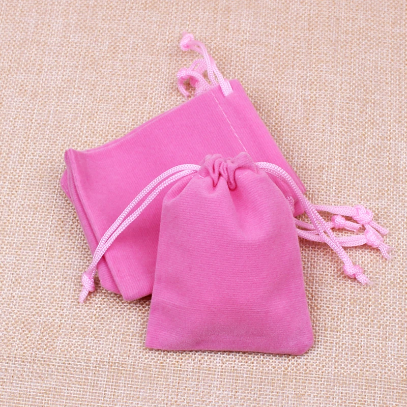 

20pcs/lot Pink Velvet Bags 7*9cm Pouches Jewelry/MP3/Phone Packing Bags Candy/Wedding Gift Bags Free Shipping