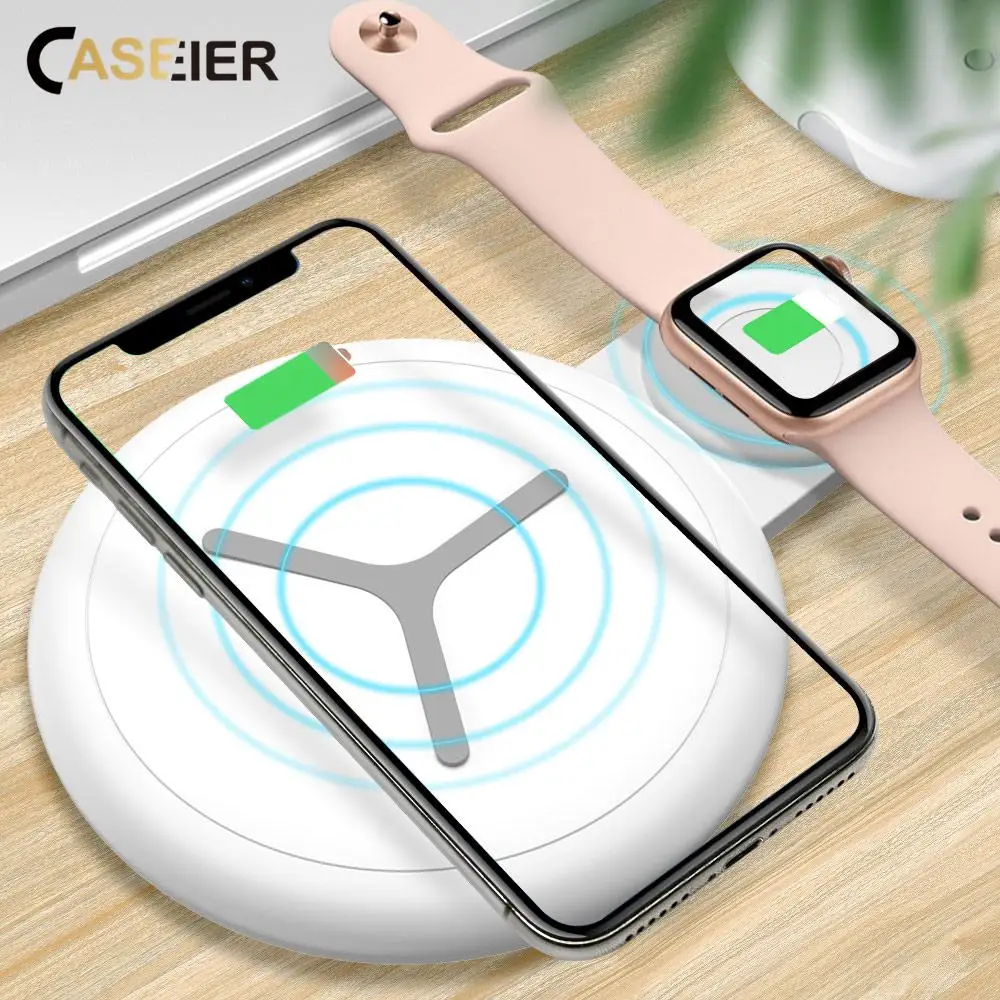 Беспроводное зарядное устройство CASEIER для Apple Watch 4 3 2 1 12 5 Вт QI быстрое двойная