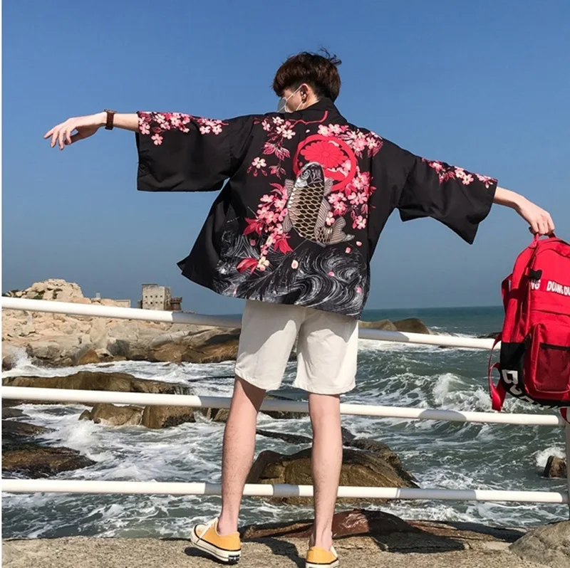 Japanese kimono cardigan men haori yukata male samurai costume clothing kimono jacket mens kimono shirt yukata haori ZZ0004