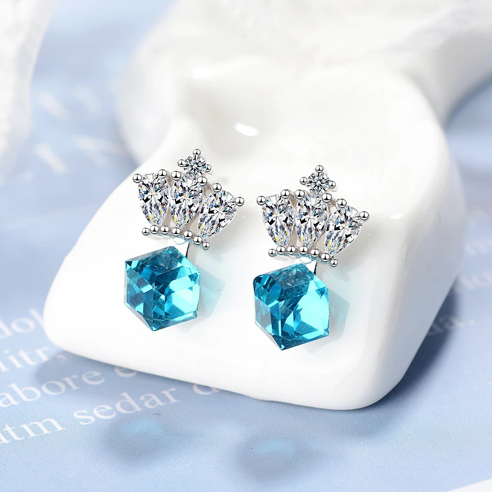 Женские вечерние серьги гвоздики Lekani украшенные кристаллами Swarovski из