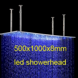 Modern Hotel 20 Inch Shower Head Ceiling Rainfall Shower Panel 304 Stainless Steel Brushed Top Water Massage - Цвет: 500x1000x8mm