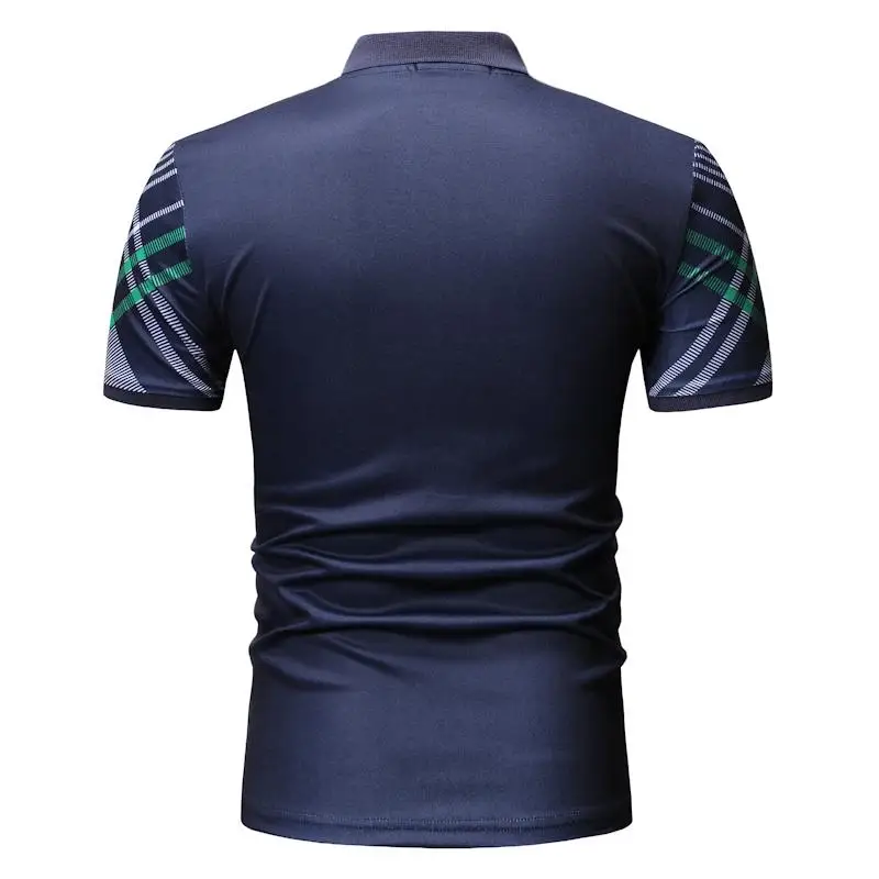 Fashion Lattice Plaid Men Polo Shirt Check Casual Tees Tops Men's Clothing Short sleeve Dark blue Black Мужская одежда
