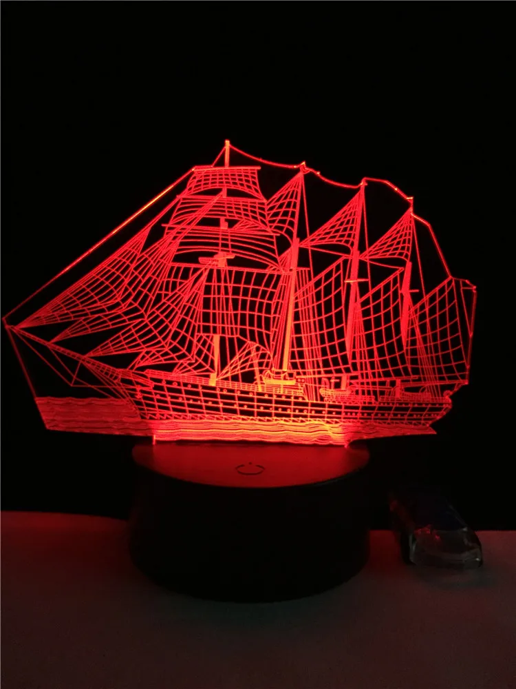 3D лампа в виде корабля парохода ночсветильник светильник освещение домашняя