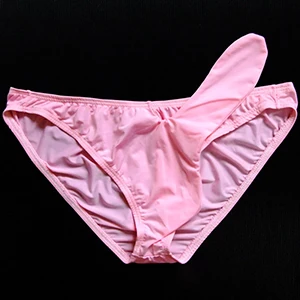 pink Мужские шелковые мягкие трусы для пениса, нижнее белье, мужское нижнее белье, трусы для взрослых - Цвет: pink