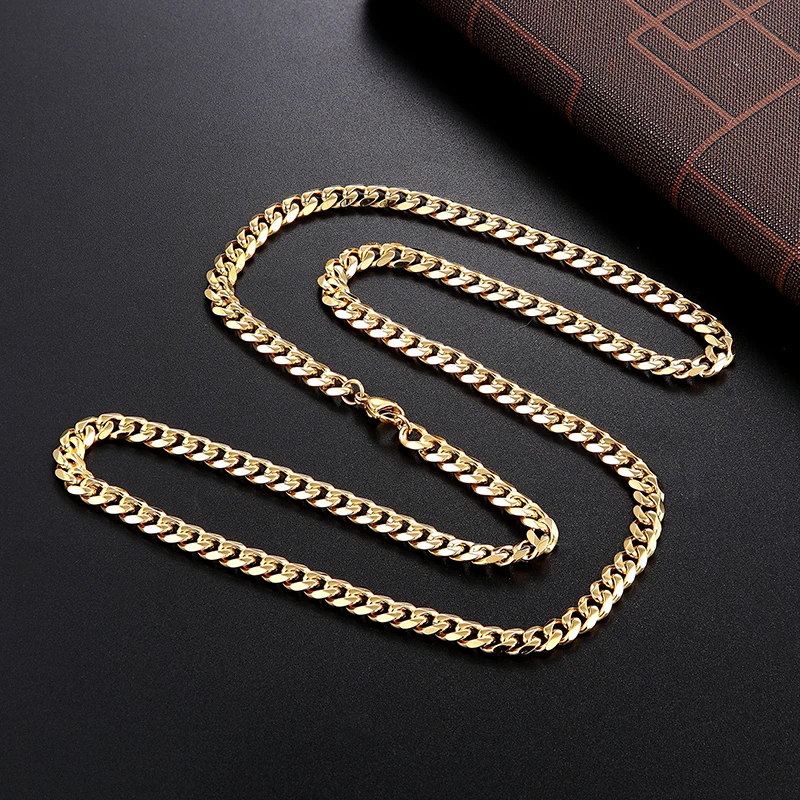 Простая цепочка из нержавеющей стали для мужчин и женщин однотонное ожерелье с