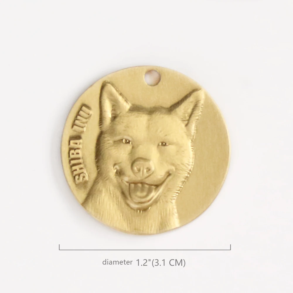 Shiba inu Индивидуальный гравировальный ID-тег для собак, высокое качество, чистая медь, маленькие собаки, тег 6211005, аксессуары для питомцев, украшение, золотой ретривер - Цвет: Shiba inu