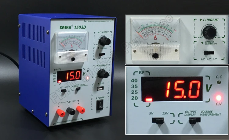SAIKE 1503D DC Регулируемый источник питания 15 V 3A лабораторный блок с интерфейсом