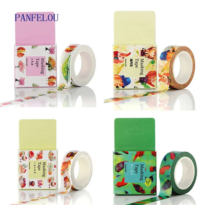 Фото Мультяшные наклейки PANFELOU 1,5 см x 10 м, наклейки с каймой, клейкая бумага, Васи-лента, сделай сам, скрапбукинг, ручная учетная запись №2
