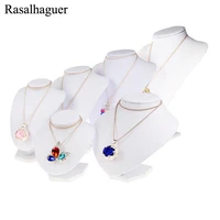fashion white pu jewelry display bust necklaces pendants mannequin jewellery stand storage choker holder with 6 different height