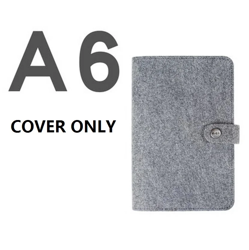 A6 gray cover Шерстяной фетр A5 A6 винтажный вкладыш многоразового использования блокнот на спирали, дневник планировщик персональный органайзер для путешествий блокнот простой светильник Harphia - Цвет: A6 gray cover