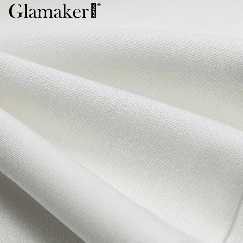 Glamaker, сексуальное Белое платье с открытыми плечами, блейзер с поясом, женские вечерние платья с длинным рукавом, облегающее платье, модное элегантное Клубное женское короткое платье