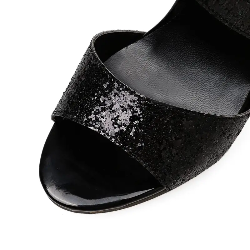 Женские сандалии гладиаторы Meilikelin черные сетчатые на молнии тонком каблуке для