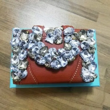 Женский кошелек из натуральной кожи с бриллиантами, короткий кошелек, модные складные сумочки для денег, вечерние, свадебные бумажники, черный, розовый, Monederos Para Mujer - Цвет: orange