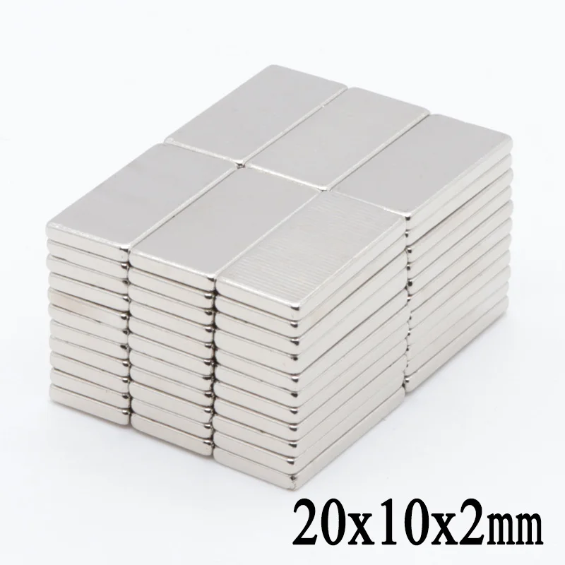 100 шт. 20x10x2 мм супер большие размеры Неодимовый магнит блок постоянного N35 NdFeB