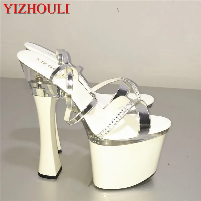 Thick heels sexy shiny 18 cm, high heels, model banquet dance show, stiletto heels, dancing shoes