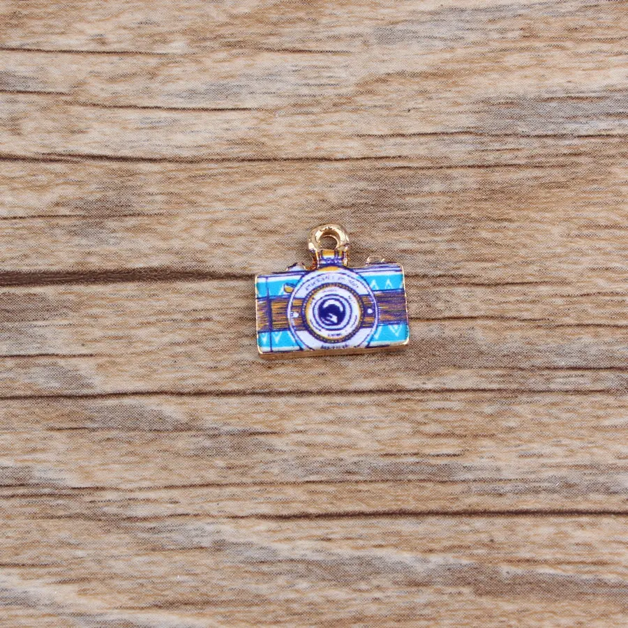 10pcs/lot Zinc Alloy Enamel Colorful Mini Camera Charm Pendant For Necklace Bracelet Fashion Jewelry Makings DIY 13*14mm | Украшения и
