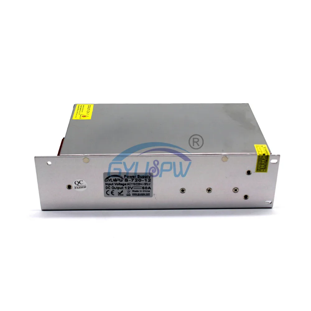 Одиночный выход 720W 60A 12V DC Блок питания Переключение трансформаторов AC110V 220V к DC12V
