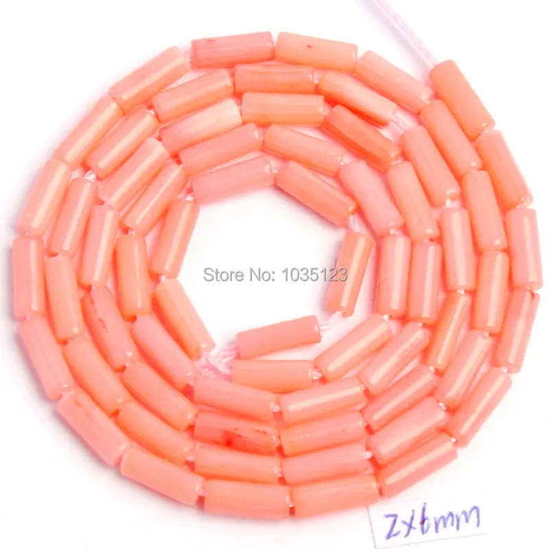 

2x4mm Natural Smooth Pink Coral Column Shape Loose Beads Strand 15" Jewelry Making w654