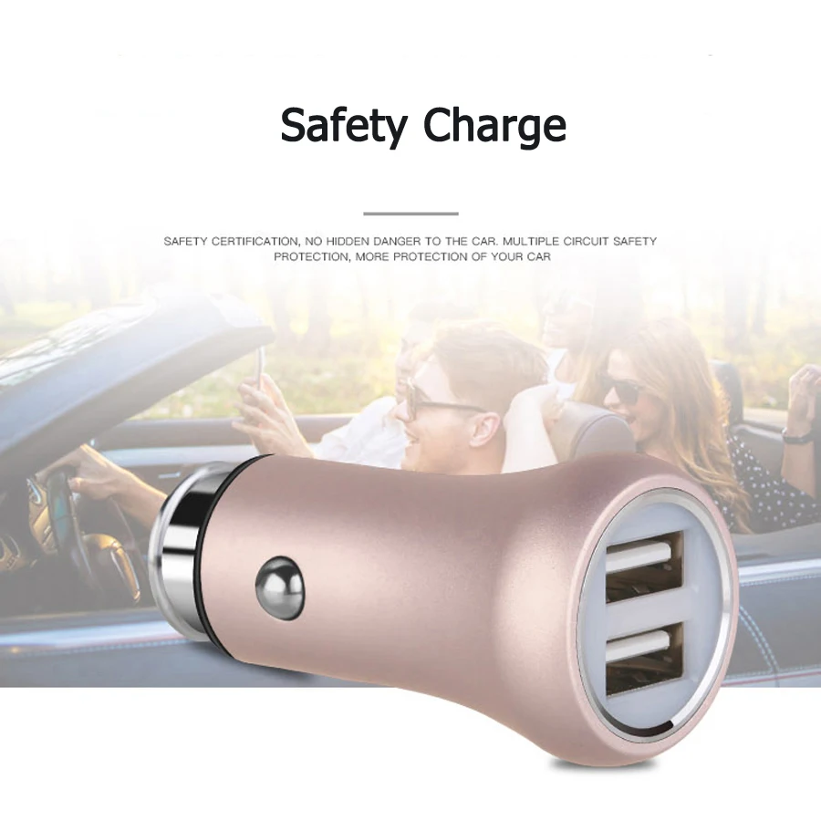 Автомобильное зарядное устройство WHEXUNE с двумя USB портами 5 В 3 1 А|Кабели адаптеры