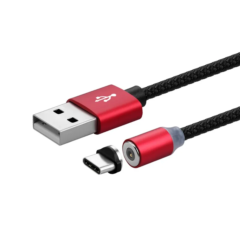 LED 360 градусов Круглый Магнитный адаптер USB Micro USB/Type C/IOS быстрое зарядное