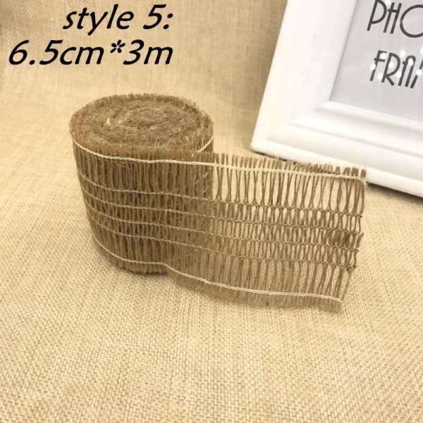 style 5 3 метра джутовая Мешковина Hessian джутовая лента шпагат полый Цветочный Узор Свадебные принадлежности Мешковина Лента Сделай сам Мешковина веревка ремесло - Цвет: style 5