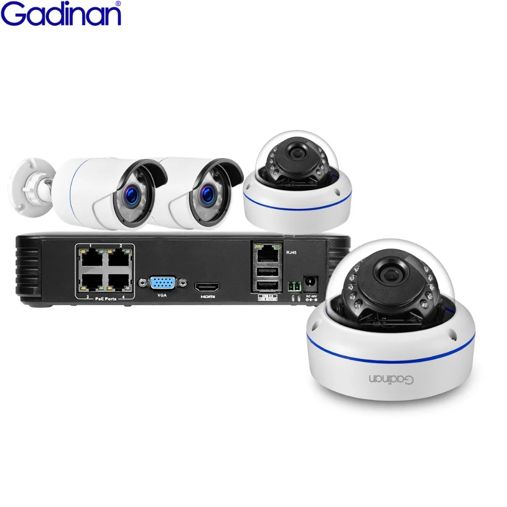 GADINAN 4CH 1080 P POE NVR CCTV система стандарт 48 в 100 м расстояние вандалоустойчивый Купол