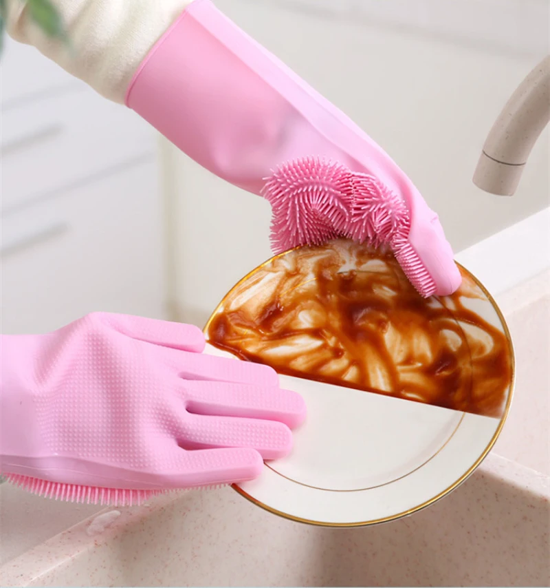 Волшебный силиконовый скребок для мытья посуды перчатки бытовые