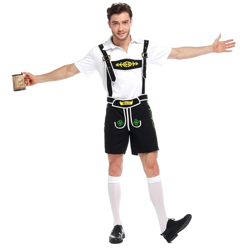 Пивной костюм мужской Октоберфест Костюм черный для взрослых сцены Lederhosen