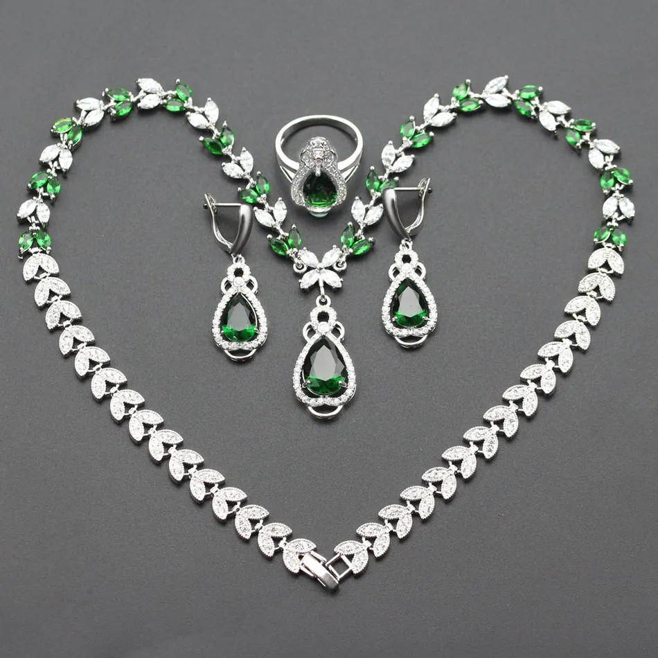 Новый Зеленый Кристалл Ювелирные наборы для женщин подарок на день рождения