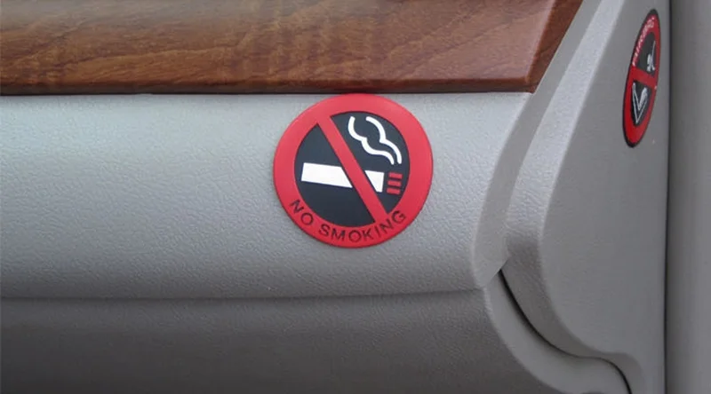 Car NO SMOKING Sign Tips Warning Logo Stickers For SsangYong/Lifan/Buick/Infiniti/Fiat/Mazda/Jeep/Subaru/Bmw/Citroen/mini/Lexus |
