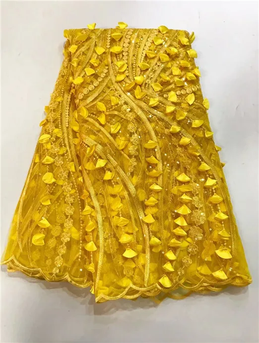

3d lace fabric for wedding dresses 2017 new 5yard african Bead Stone lace fabric high quality french net lace with 3d flower
