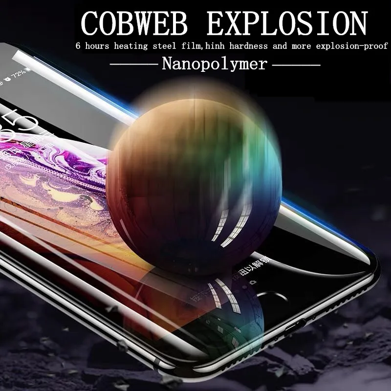 9D Curved Edge Protective Glass on the For iPhone XS MAX XR X Tempered Screen Protector 8 7 6 6s Plus Film | Мобильные телефоны и