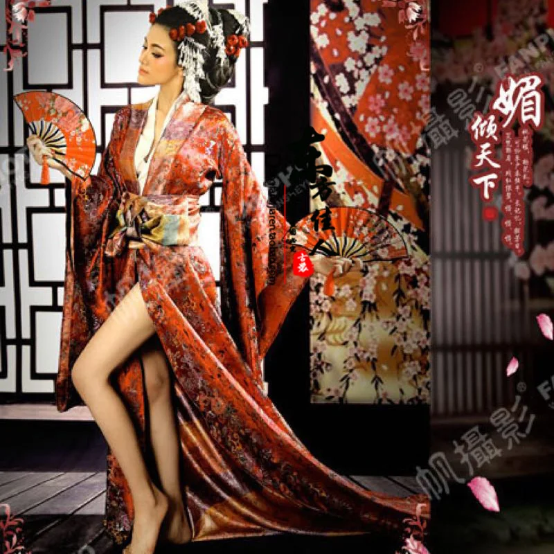 

Mei Qing Tian Xia Sexy Japanese Geisha Kimono for Performance or Thematic Photography Costume Hanfu for Women