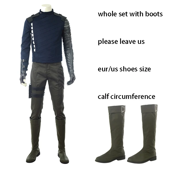 whole set with boots Мстители 3 зимний костюм воина Бесконечность войны Bucky Barnes косплей костюм зимний солдат Косплей платье для мужчин Хэллоуин - Цвет: whole set with boots