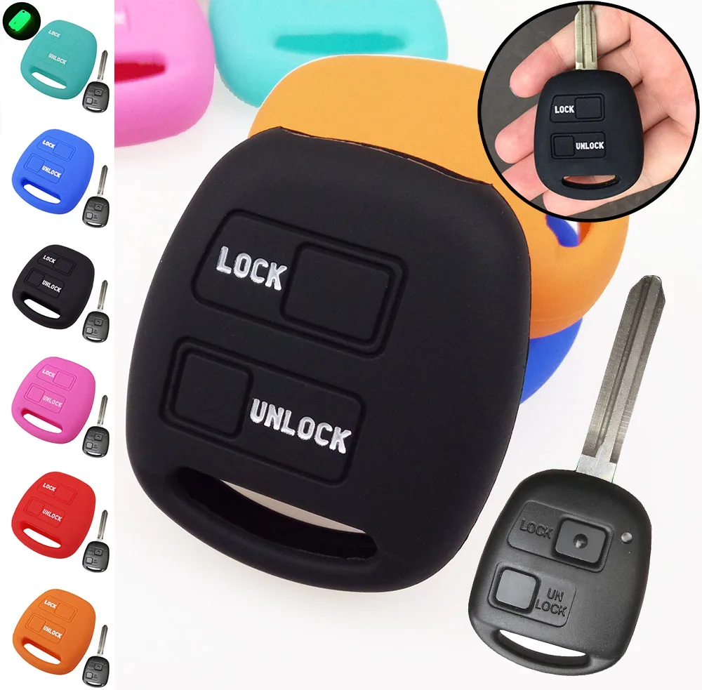 2 кнопки силиконовый чехол для ключей подходит Toyota Yaris Avensis Camry Corolla Carina Prado Prius Rav4