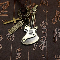 xionghang 2019 antique guitar pendant mens real leather necklace charms pendants women