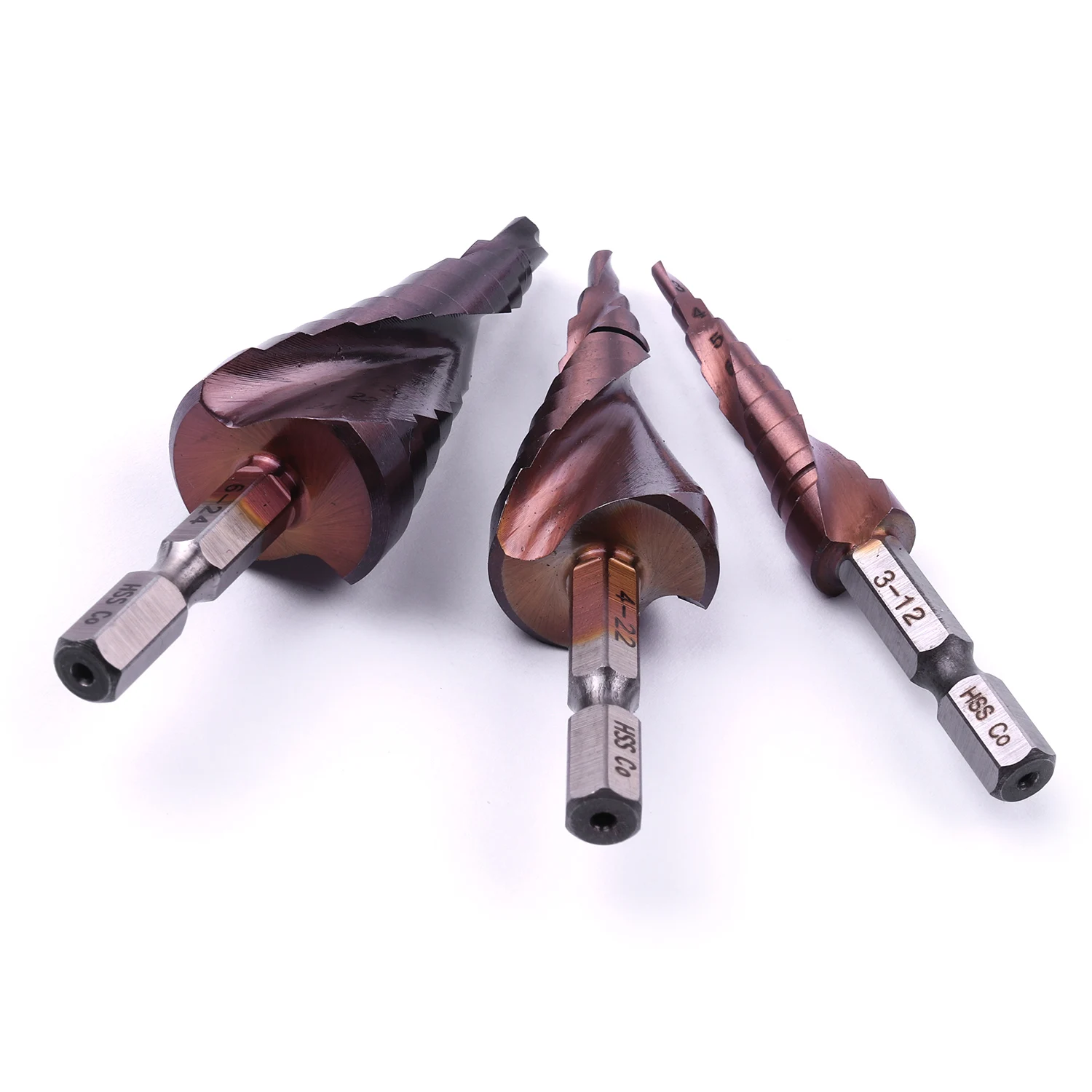 Спиральное ступенчатое сверло HSS CO Cobalt M35 с шестигранным хвостовиком 1/4