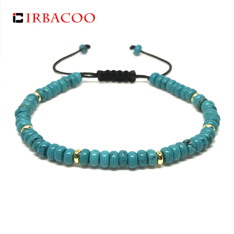 IRBACOO 2020 брендовый мужской браслет натуральный синий камень макраме для мужчин