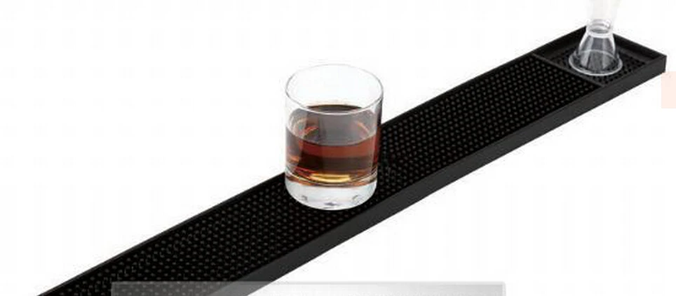 

Long rubber cocktail bar mat bartending tools black desk pad rubber pvc bar mat